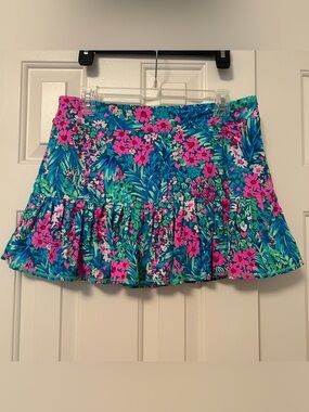 Lilly Pulitzer Taye Luxletic Skort Skirt Ruffle Multi Tiny Garden Size Large
